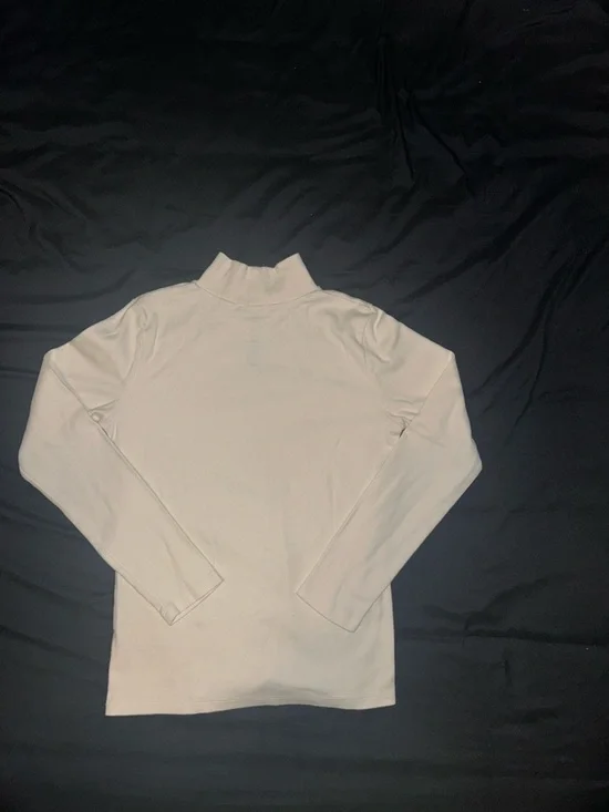St John’s Bay White 100% Cotton Essential Mockneck Size Small - Picture 1 of 3